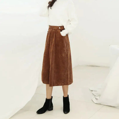 Women's Mid-Length High Waist A-Line Skirt