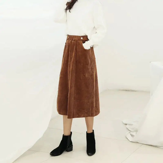 Women's Mid-Length High Waist A-Line Skirt