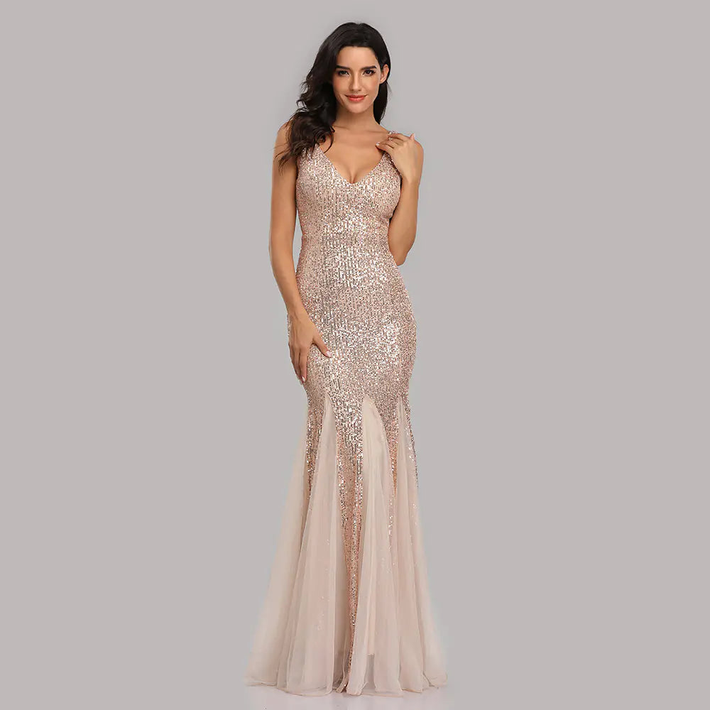 2024 Sequin Mesh Plus Size Mermaid Evening Dress