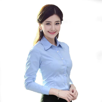 Women's Long Sleeve Slim Fit Business Shirt