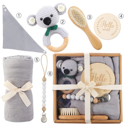 Newborn Gift Set: Bath Towel, Pacifier & Toys - FkriTigrinya