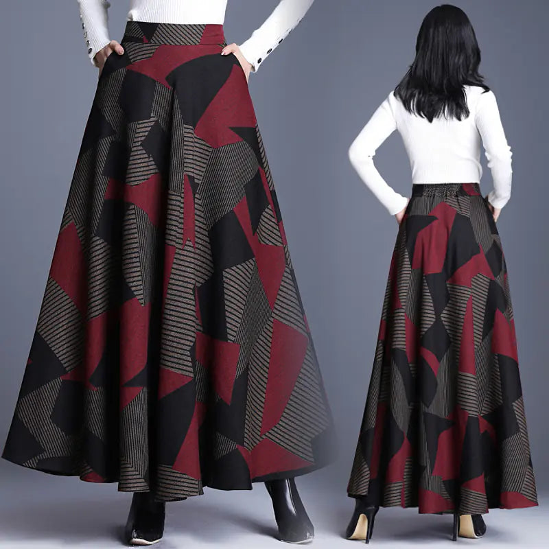 Geruite A-lijn Midi Rok met Hoge Taille – Herfst/Winter Must-Have