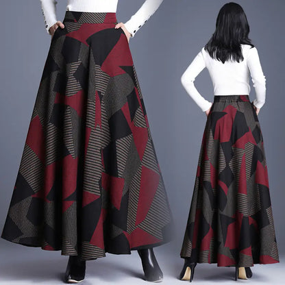 Geruite A-lijn Midi Rok met Hoge Taille – Herfst/Winter Must-Have
