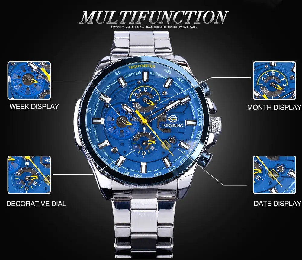 Men's Automatic Mechanical Watch with Steel Band