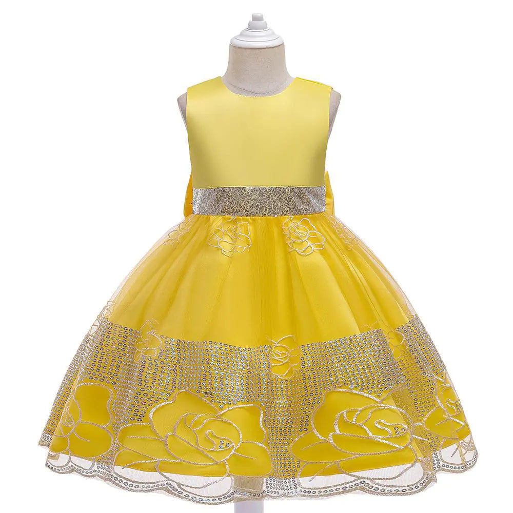 2023 New Embroidered Mesh Princess Dress for Girls
