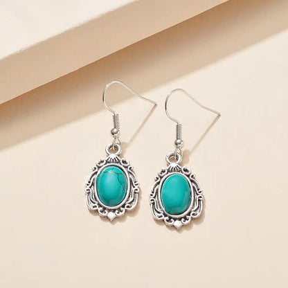 Bohemian Turquoise Jewelry Set: Necklace, Bracelet, Earrings