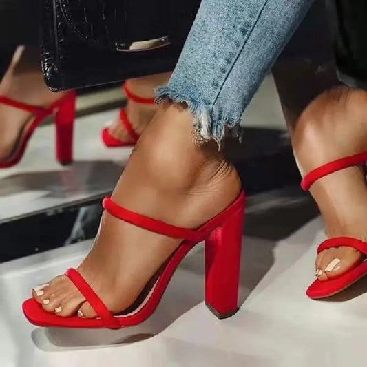 Women's High-Heeled Chunky Sandals