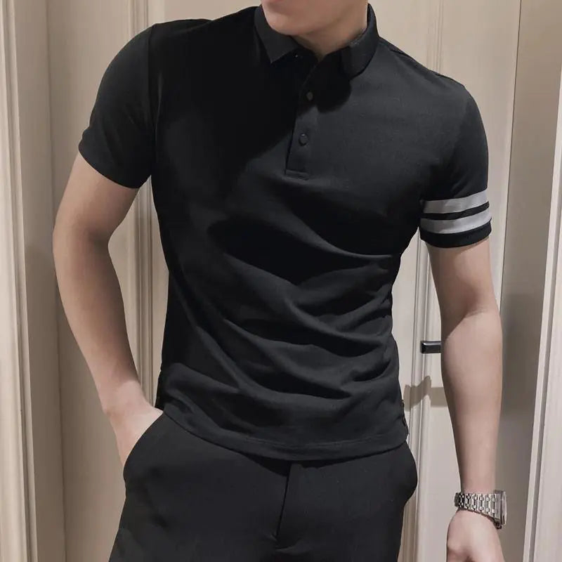 Men's Slim Fit Black Polo Shirt - Trendy Design