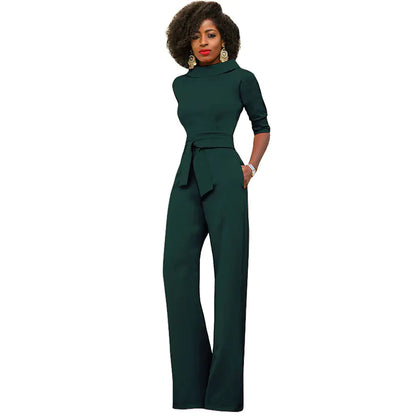 Fashionable Women's Solid Color High Waist Jumpsuit  sizes S t/m XL (of maat 34 t/m 44,