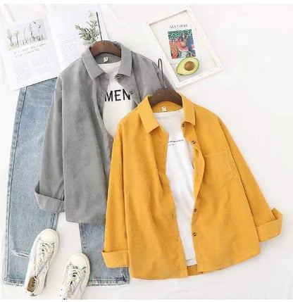 Solid Color White Button-Up Shirt for Women