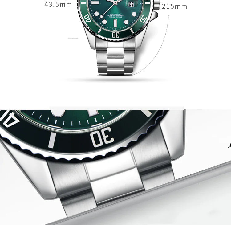 Men's Luminous Waterproof Quartz Watch with Stainless Steel Band