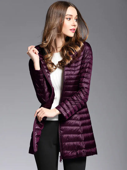 2017 Women's Korean Style Lightweight Long Down Jacket