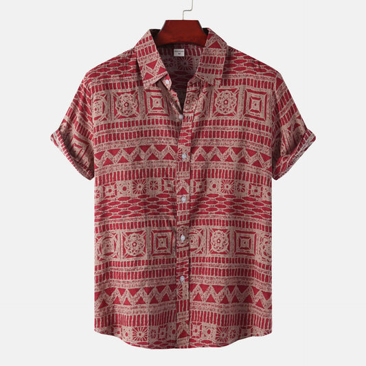 Men's Floral Short-Sleeved Shirt - Summer Collection