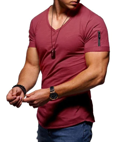 Men's Slim Fit V-Neck Short-Sleeve T-Shirt