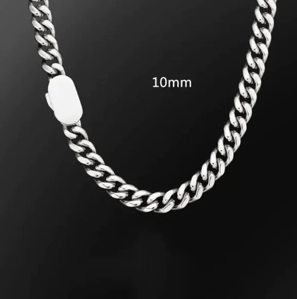 Men's 10mm Stainless Steel Cuban Chain Necklace – Punk & Hip-Hop Statement