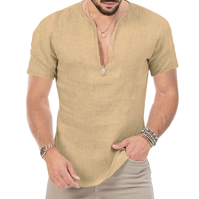 Men's Plus Size V-Neck Casual Slim Fit T-Shirt