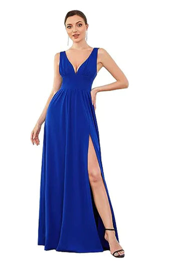 Deep V-neck Sleeveless Swing Dress