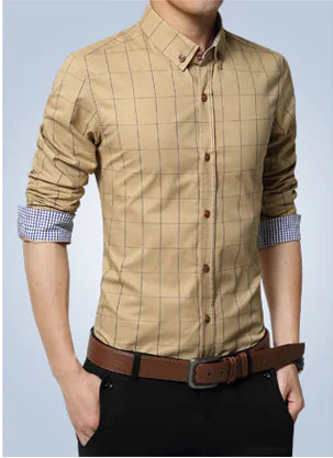 Men's Slim Fit Printed Checkered Shirt