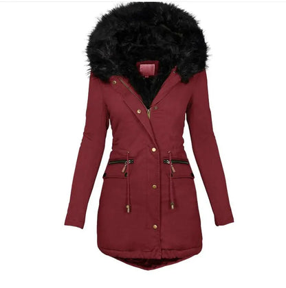 Warme Damesjas met Capuchon & Bontkraag – Stijlvol & Comfortabel