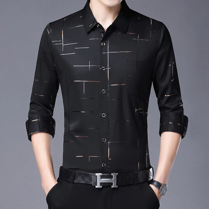 Men's Slim Fit Long Sleeve Floral Print Shirt