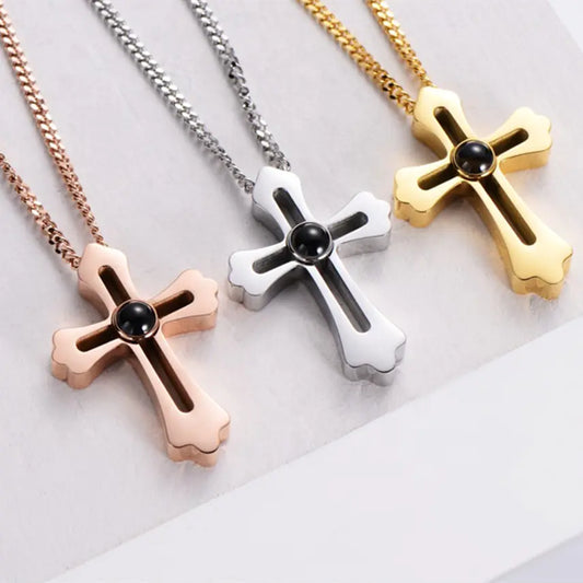 100 Languages "I Love You" Necklace with Cross Pendant