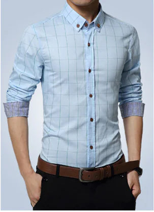 Men's Slim Fit Printed Checkered Shirt