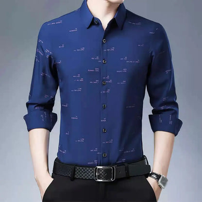 Men's Slim Fit Long Sleeve Floral Print Shirt