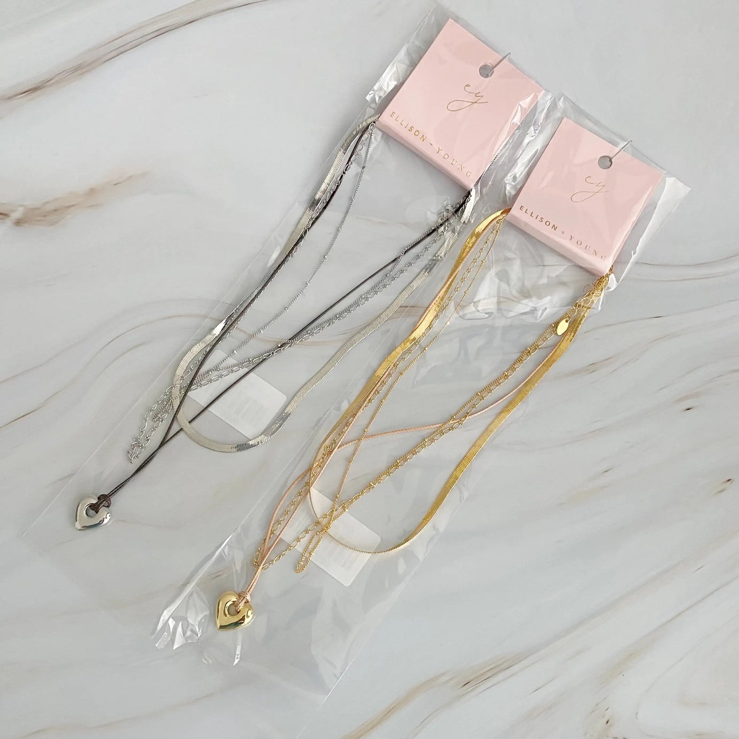 Perfectly Layered Heart & Chain Necklace – 4-Lagen Boho Chic