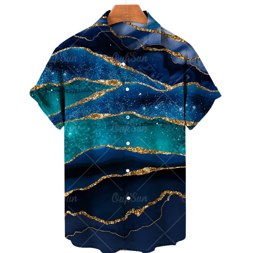 Vintage Hawaiian Casual Spandex Men's Shirt