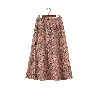 Women's A-Line Long Skirt in Leopard Print Floral