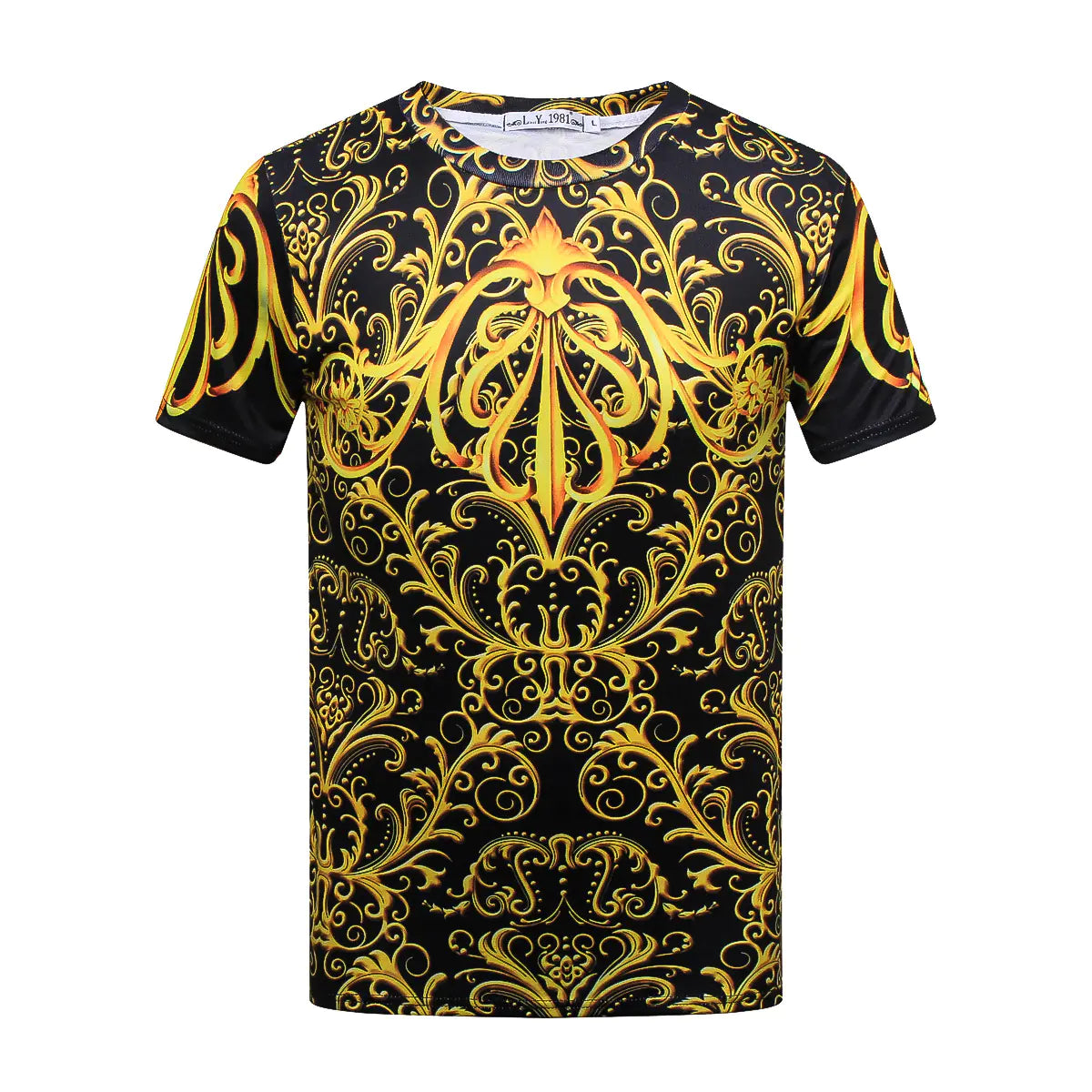 Men's 3D Printed Gold Geometric Pattern T-Shirt