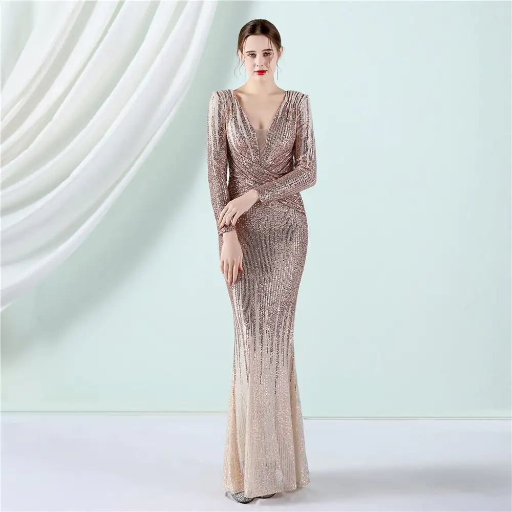 Fashion Long Sequin Dress for Special Occasions