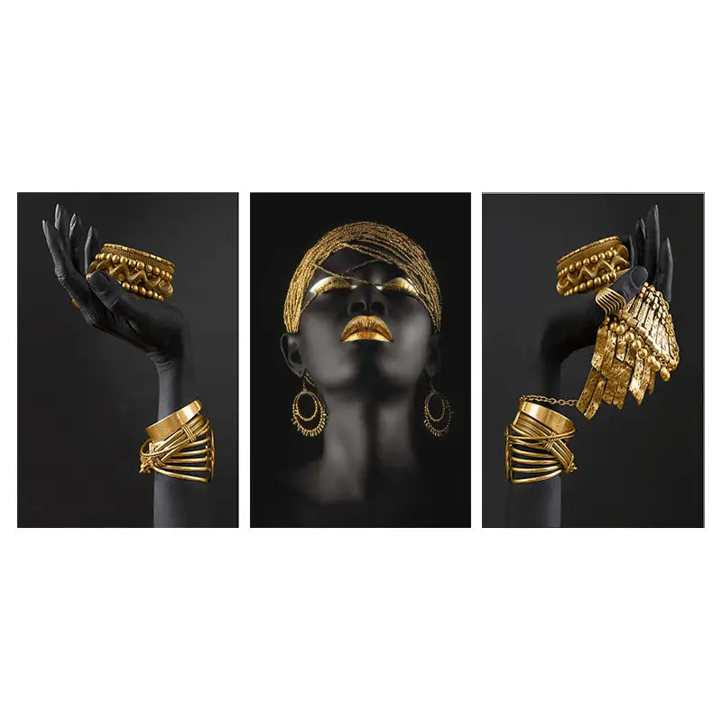 3pcs Canvas Posters of African Women for Home Decor