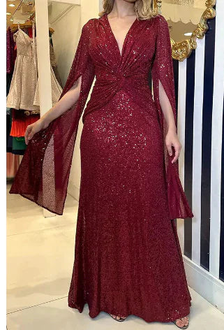 Black Sequin Long Evening Dress