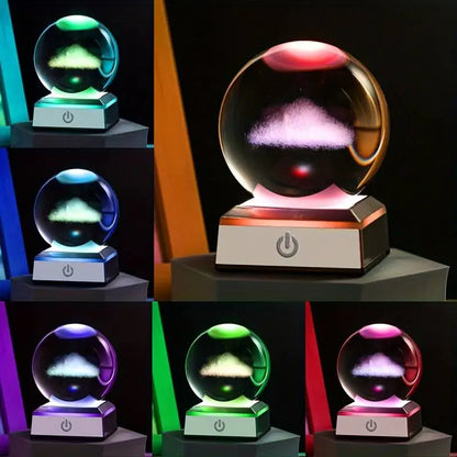 3D Laser Cloud Crystal Ball with LED Base Night Light