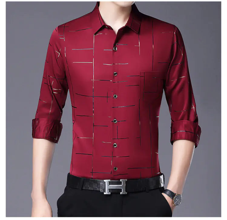 Men's Slim Fit Long Sleeve Floral Print Shirt