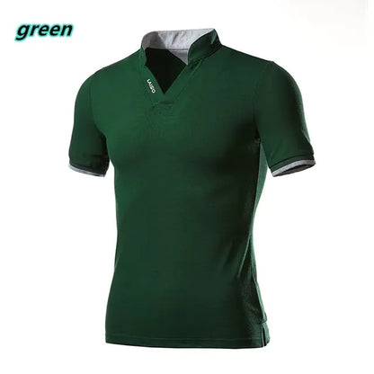 Men's Slim Fit Short Sleeve Polo Shirt with Collar