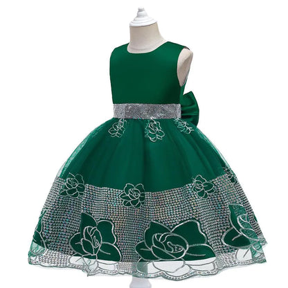 2023 New Embroidered Mesh Princess Dress for Girls