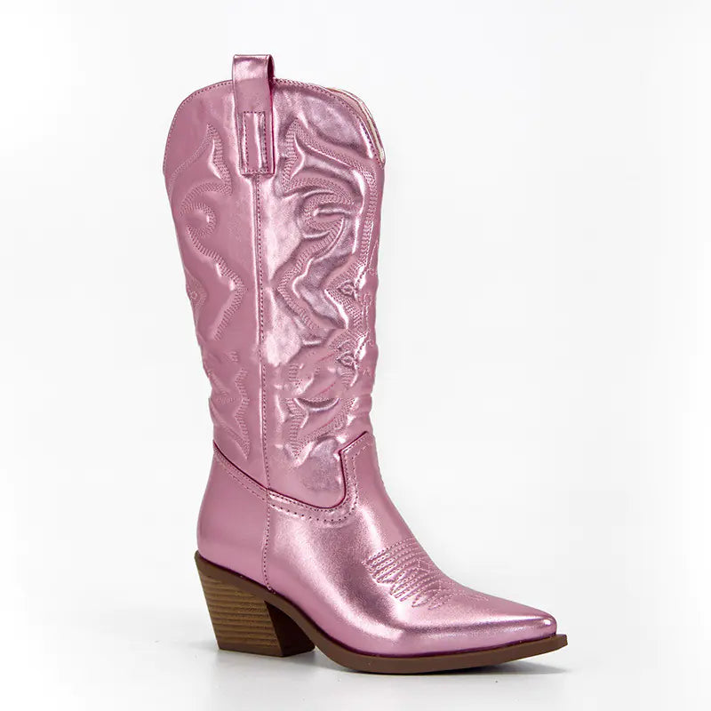 Vintage-Cowboystiefel für Damen – Blockabsatz und breite Taille