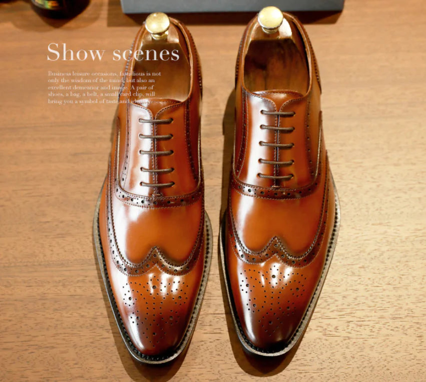 Men's Pointed Toe Leather Shoes - Korean British Style