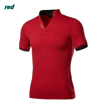 Men's Slim Fit Short Sleeve Polo Shirt with Collar