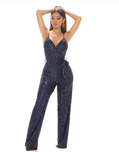 Sleeveless Backless Sequin Slim Fit Jumpsuit – Party Ready Glam