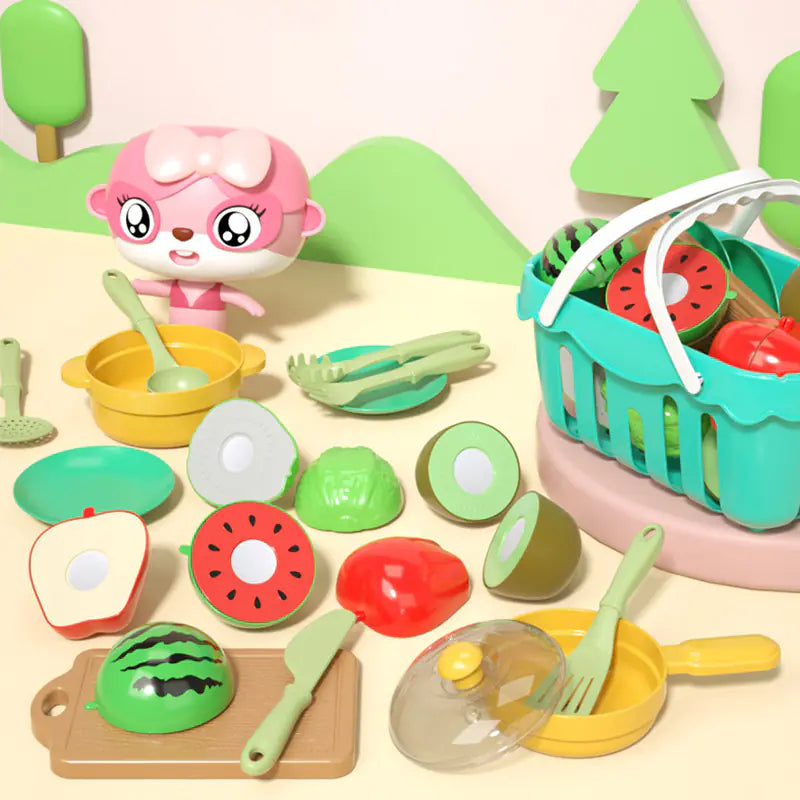 Qieqiele Toy Fruits and Vegetables Kitchen Play Set - FkriTigrinya