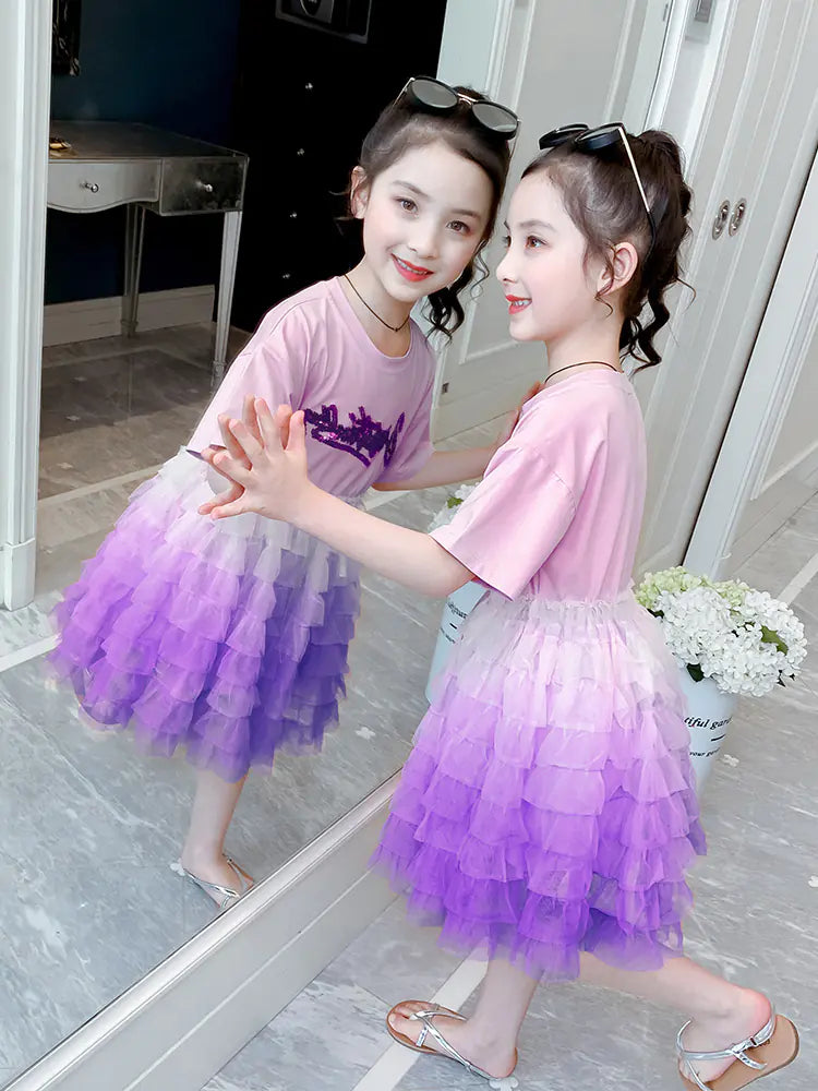 Girls' Summer Dress 2020 - Chic Tulle Princess Style  sizes ranging from 100cm to 140cm,