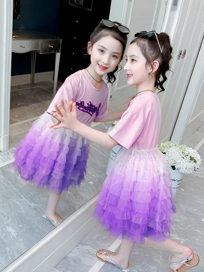 Girls' Summer Dress 2020 - Chic Tulle Princess Style  sizes ranging from 100cm to 140cm,