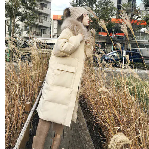 Women's Mid-Length Down Cotton Jacket – Korean Style – Gratis Wereldwijde Verzending