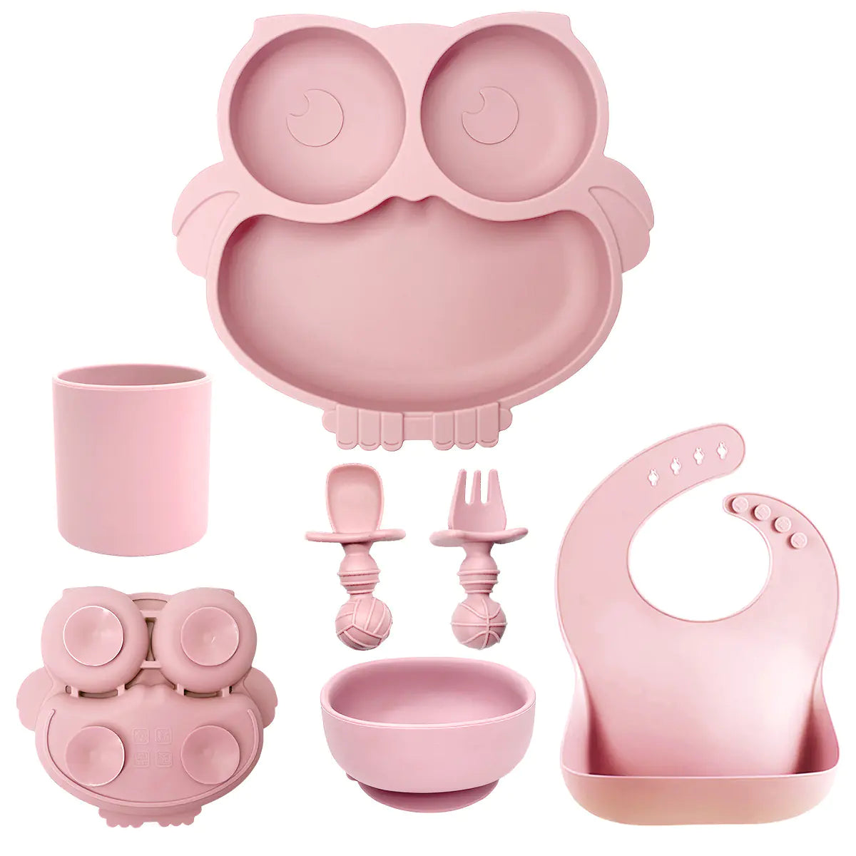 Silicone Baby Tableware Set with Suction Bowl and Owl