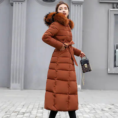 Women's Long-Length Down Cotton Coat – Slim Fit & Stylish – Gratis Wereldwijde Verzending