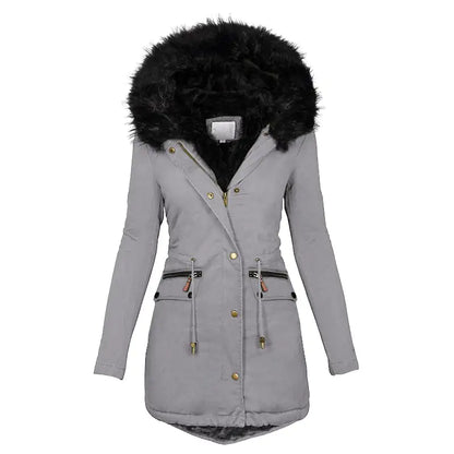 Warme Damesjas met Capuchon & Bontkraag – Stijlvol & Comfortabel