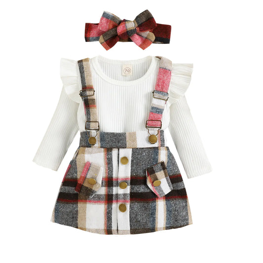 Cotton Striped Baby Romper and Skirt Set for Girls